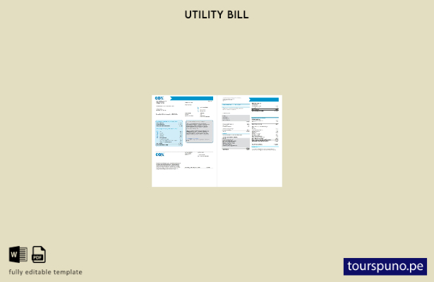 lista para imprimir plantilla de factura de servicios públicos de USA Cox